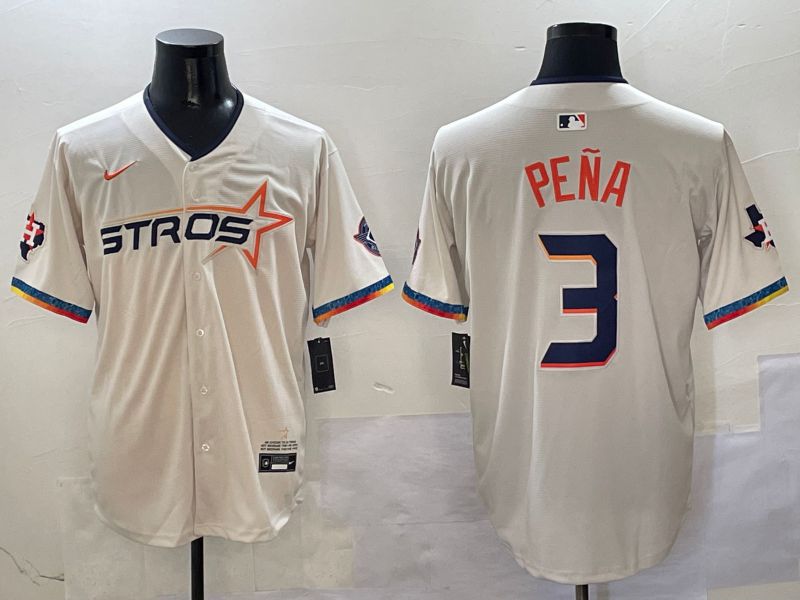 Men Houston Astros #3 Pena Cream Fourth generation Joint Name 2025 Nike MLB Jersey style 415->houston astros->MLB Jersey
